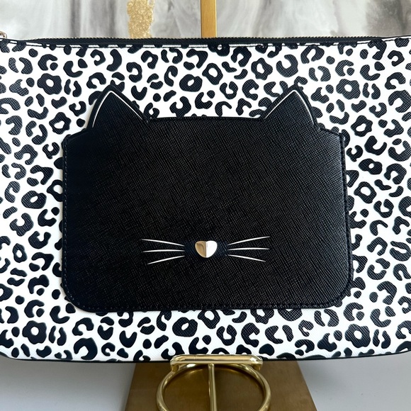 Like New Kate Spade Meow Cat Large Zip Pouch Clutch - Picture 2 of 10